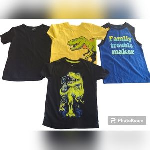 Boys Kids Short Sleeve Tshirt Tee  Bundle Lot Dinosours Blue Black Size 5T and 5